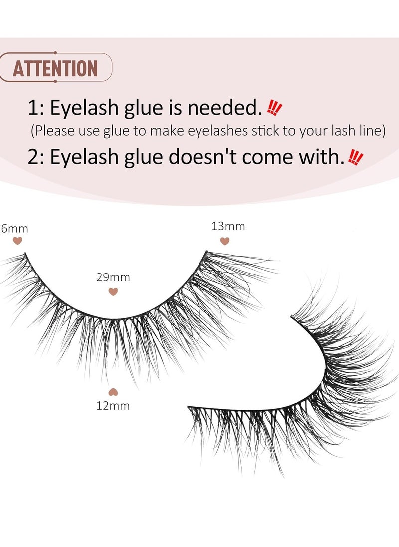 Onlyall Natural Lashes Wispy Lashes Natural Look False Eyelashes Natural Flared Eyelashes False Eye Lashes Soft Fluffy Lashes 7 Pairs D1 Natural (6-13MM)