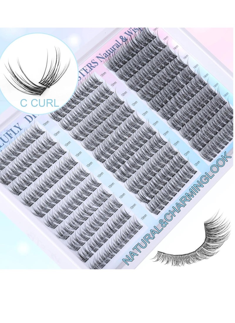 Lash Clusters Wispy Eyelash Clusters C Curl Individual Lashes zanlufly Natural 300Pcs Cluster Lashes Eyelash Extension 10 12 14MM DIY Lash Extension