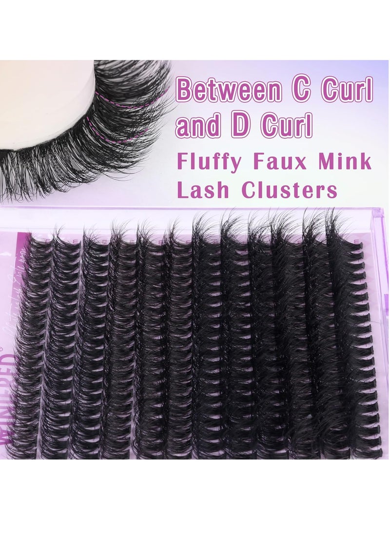 Fluffy Lash Extension Kit Lash Clusters Thick Individual Lashes 10-16mm Eyelashes Extension Kit 50D Wispy Mink Lash Kit Cluster Lashes with Lash Bond and Seal by Winifred