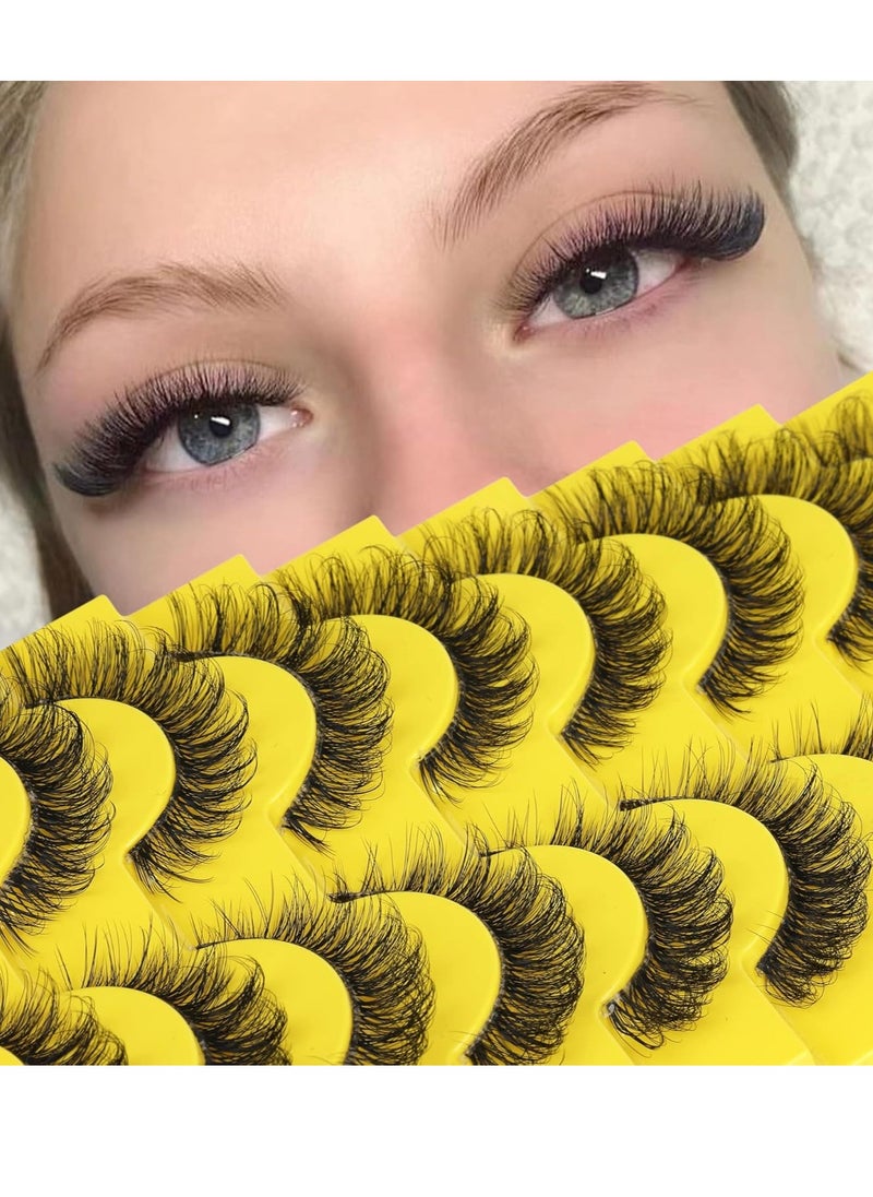 False Eyelashes Russian Strip Lashes D Curl Wispy Natural Look Faux Mink Lashes Like Eyelash Extension Fluffy zanlufly Transparent Band Cat Eye Fake Eyelashes Pack