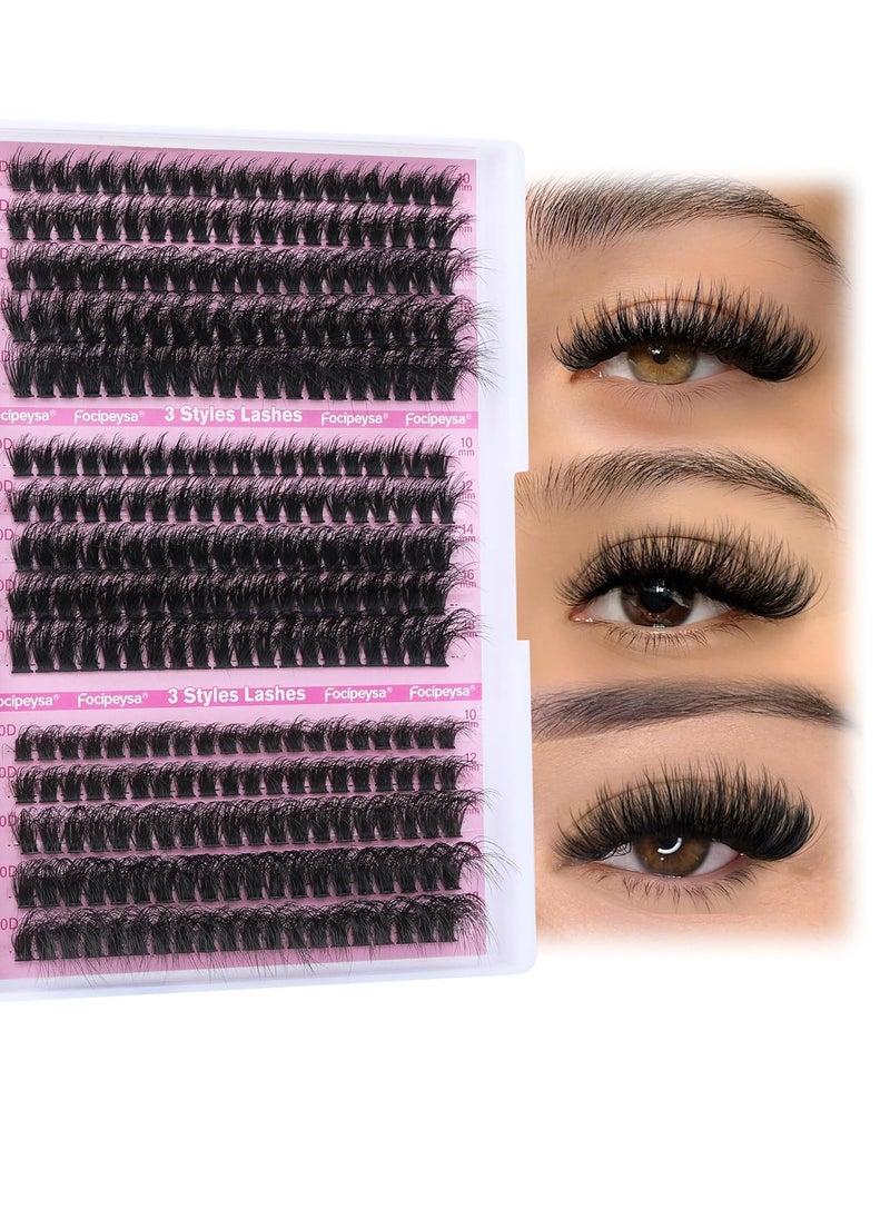 Fluffy Lash Extension Mink Thick Cluster Eyelash Extensions 10-18mm Lash Clusters Individual Lash Extensions DIY Clusters Lashes Extension at Home by Focipeysa (300pcs-70P+80P+90P 10-18mm)