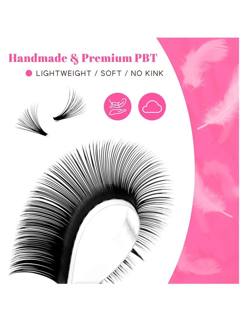 TDANCE Easy Fan Lash Extension Rapid Blooming Volume Eyelash Extensions C CC D DD J B L Curl 0.03-0.12mm Thickness Easy Fan Volume Lashes Self Fanning Eyelashes Extension (D-0.07,14-19mm)