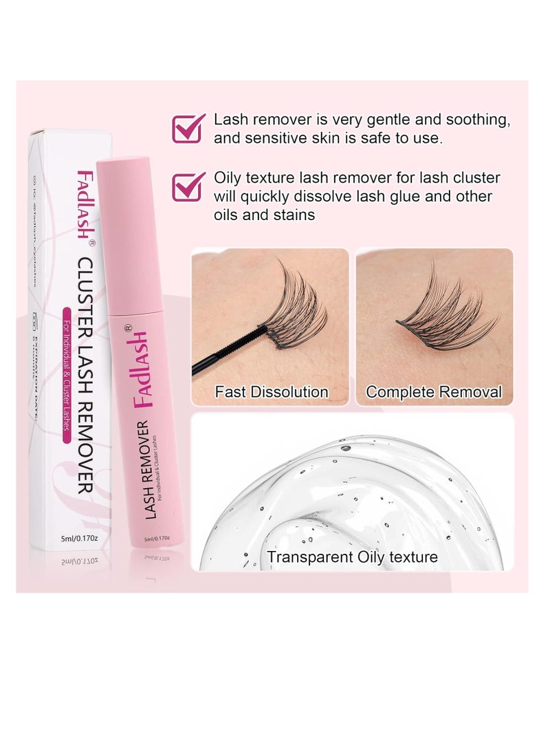 Cluster Lash Glue Remover 5 ML Lash Remover for Cluster Lashes Soothing Oil Lash Glue Remover Mascara Wand Eyelash Extension Remover Self Use at Home