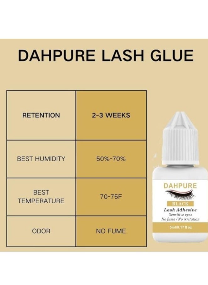 Eyelash Extension Glue No Irritation 3 Weeks Long Lasting Stong Hold Cluster Lash Glue Professional Individual Lash Glue DIY Use & Salon use