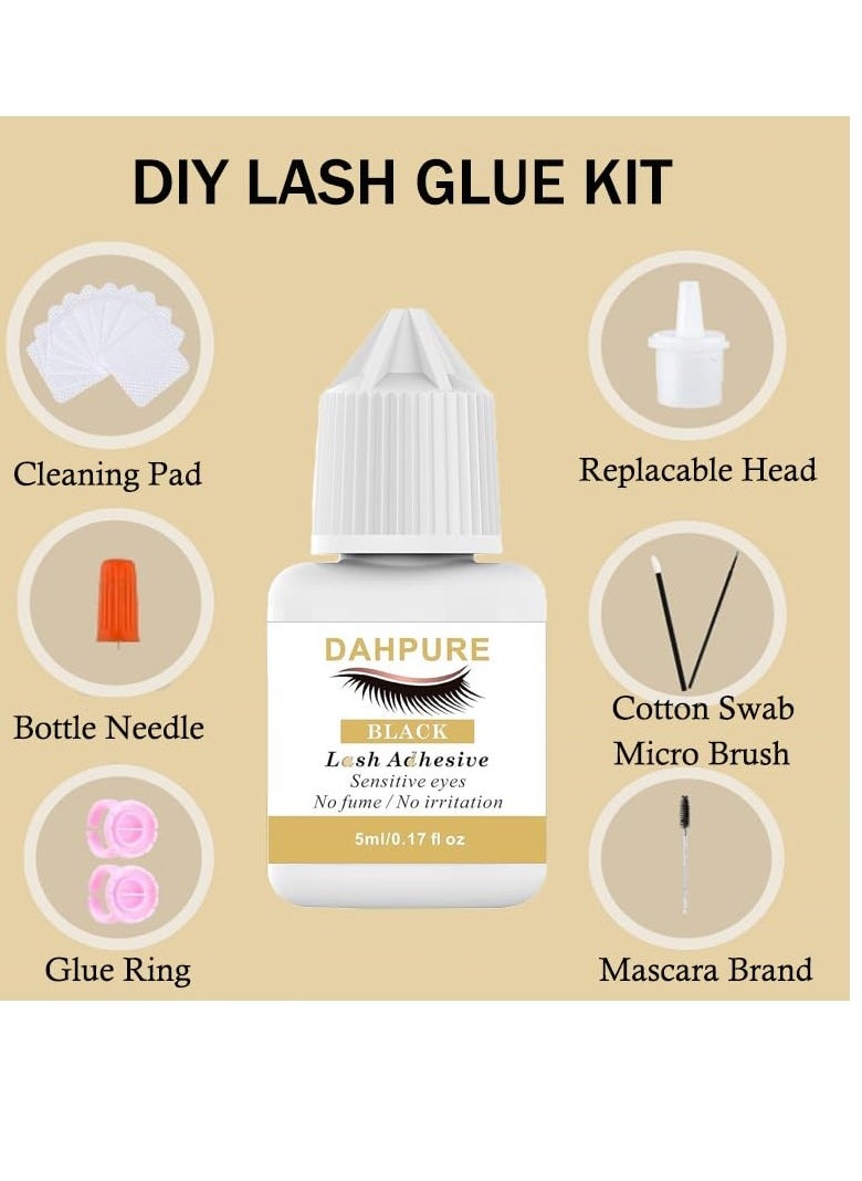 Eyelash Extension Glue No Irritation 3 Weeks Long Lasting Stong Hold Cluster Lash Glue Professional Individual Lash Glue DIY Use & Salon use