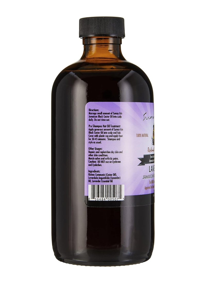 Sunny Isle Lavender Jamaican Castor Oil, Black, 8 Oz/ 236ml Made in USA