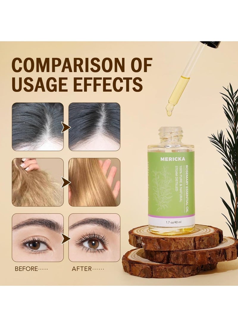 Organic Rosemary Essential Oil For Hair Growth, Rosemary Mint Scalp & Hair Strengthening Oil Rosemary Oil Prevent Hair Loss Nourish Scalp Strengthen Dry Damaged Hair Rosemary Oil for Hair Growth