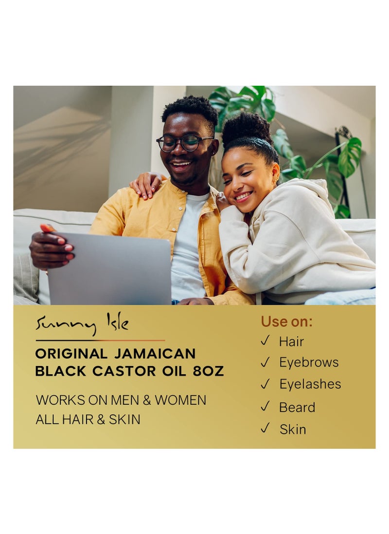 Sunny Isle Jamaican Black Castor Oil 8oz | 100% Natural Treatment for Hair, Scalp and Skin 236.58ml Made in USA