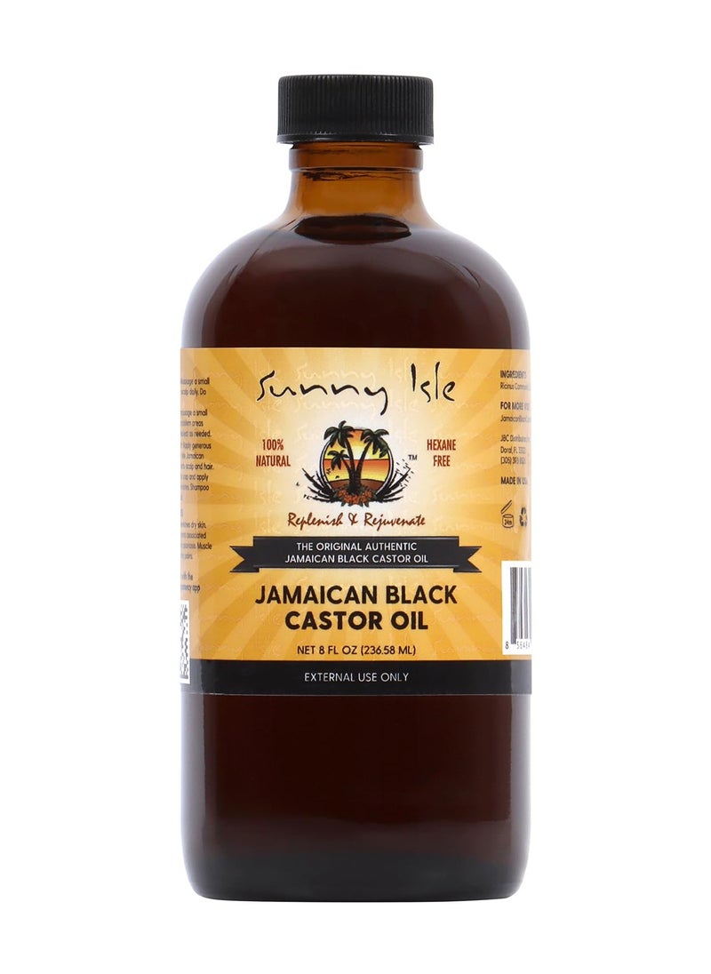 Sunny Isle Jamaican Black Castor Oil 8oz | 100% Natural Treatment for Hair, Scalp and Skin 236.58ml Made in USA