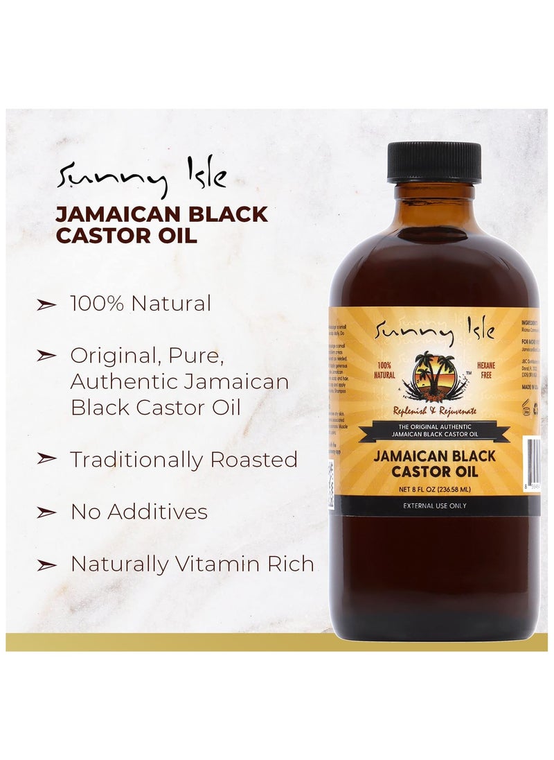 Sunny Isle Jamaican Black Castor Oil 8oz | 100% Natural Treatment for Hair, Scalp and Skin 236.58ml Made in USA