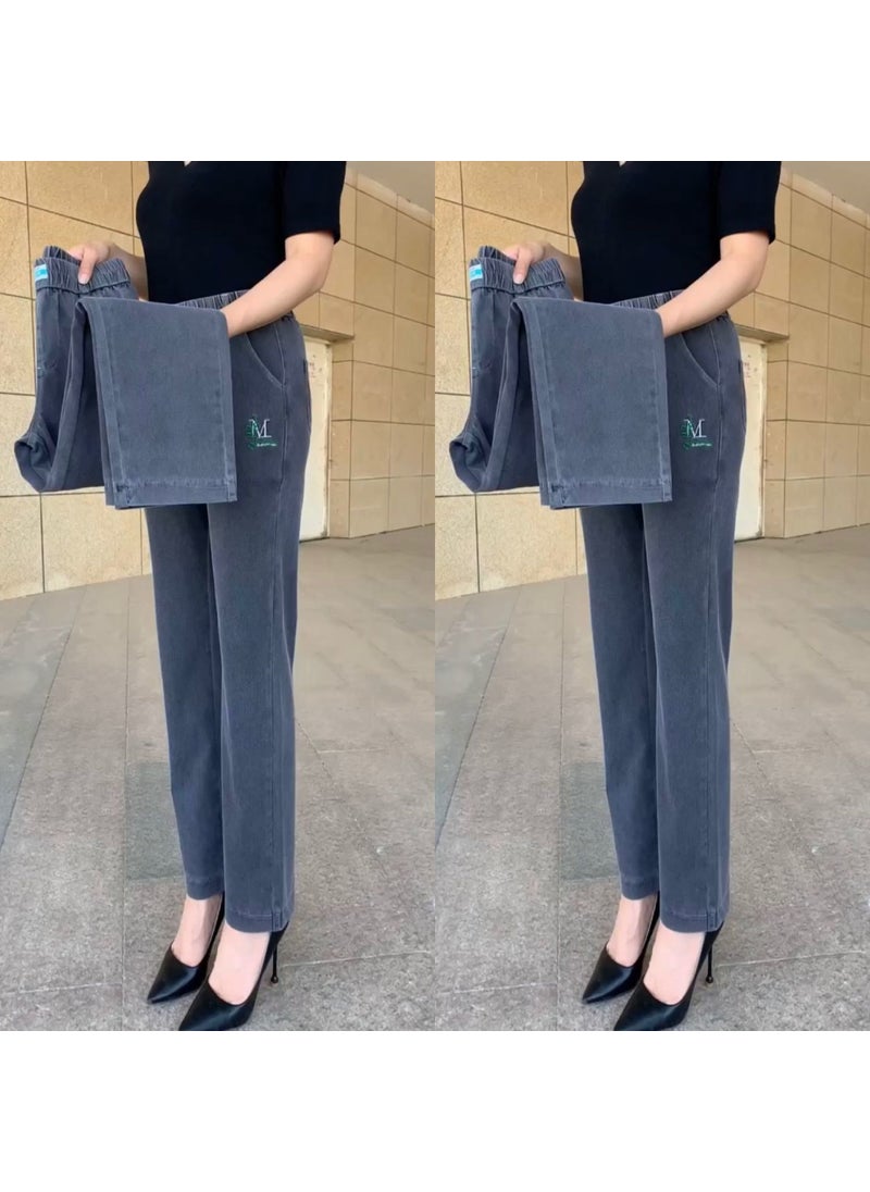 Summer 2022 High Waist Slim Fit Denim Dark gray