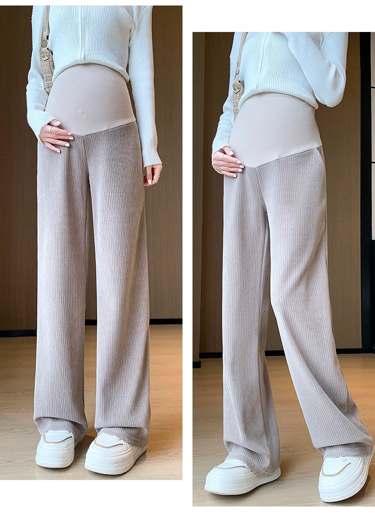 2-PACK Maternity Thick Warm High Waist Belly Support Pants Soft Warm