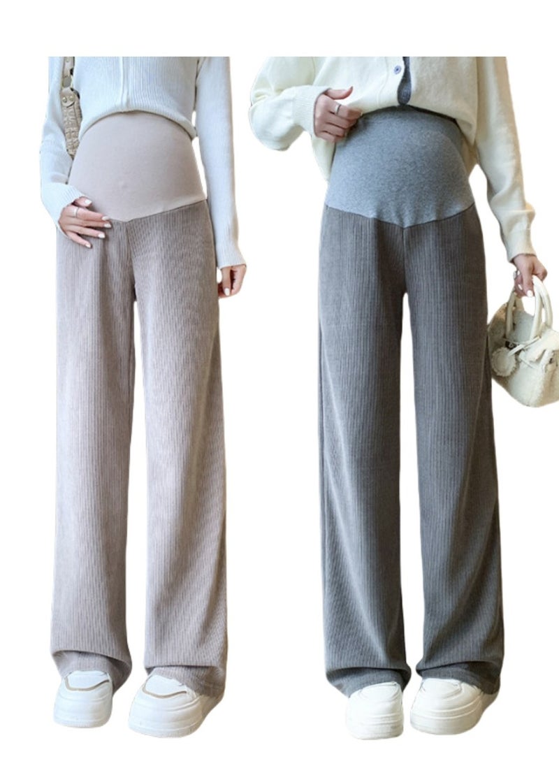 2-PACK Maternity Thick Warm High Waist Belly Support Pants Soft Warm