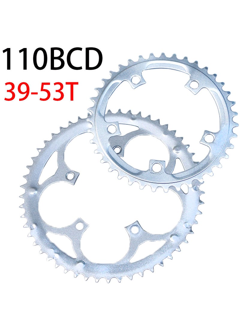 110BCD Alloy Crankset 44-48T Chainring for Road Bike 39-53T silver Double Dental Disc