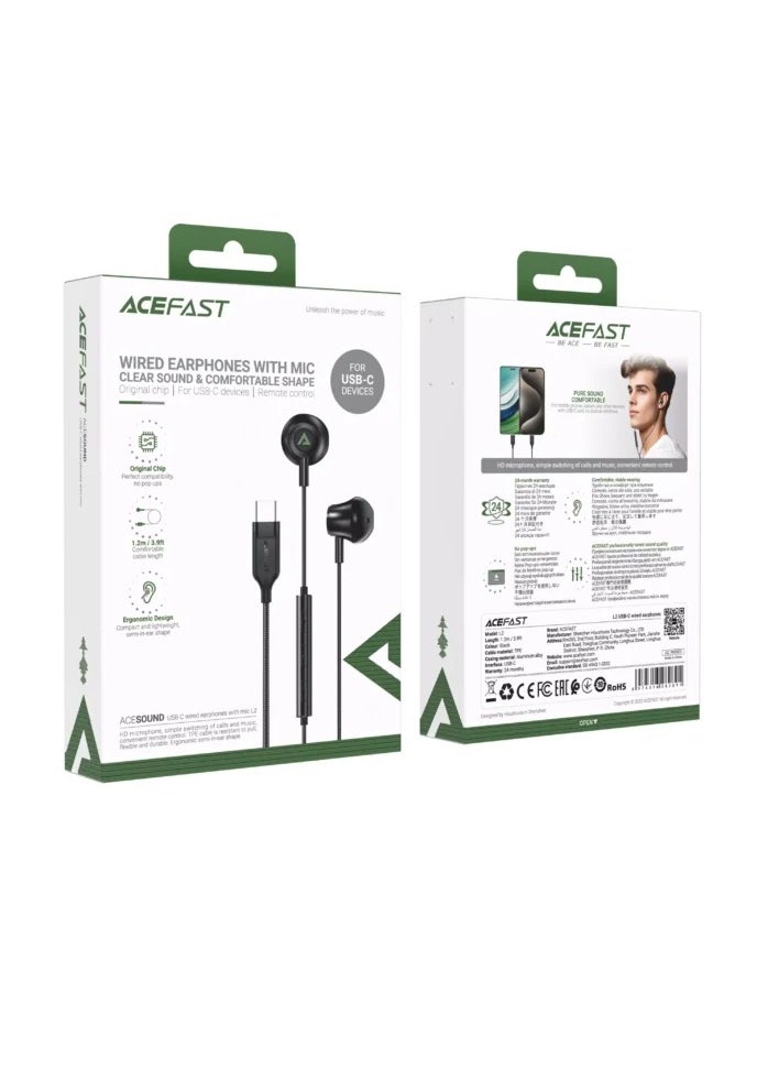 Acefast L2 in-ear headphones with USB-C connector