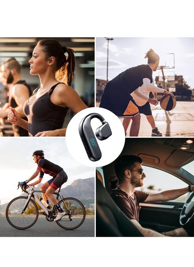 One Ear Headset Open Ear Air-Bone Conduction Headphones Wireless Bluetooth Headset Earpiece with Microphone for Cell Phones 30H Playtime Air-Bone Conducting Ear Piece Earphones for Sports Work