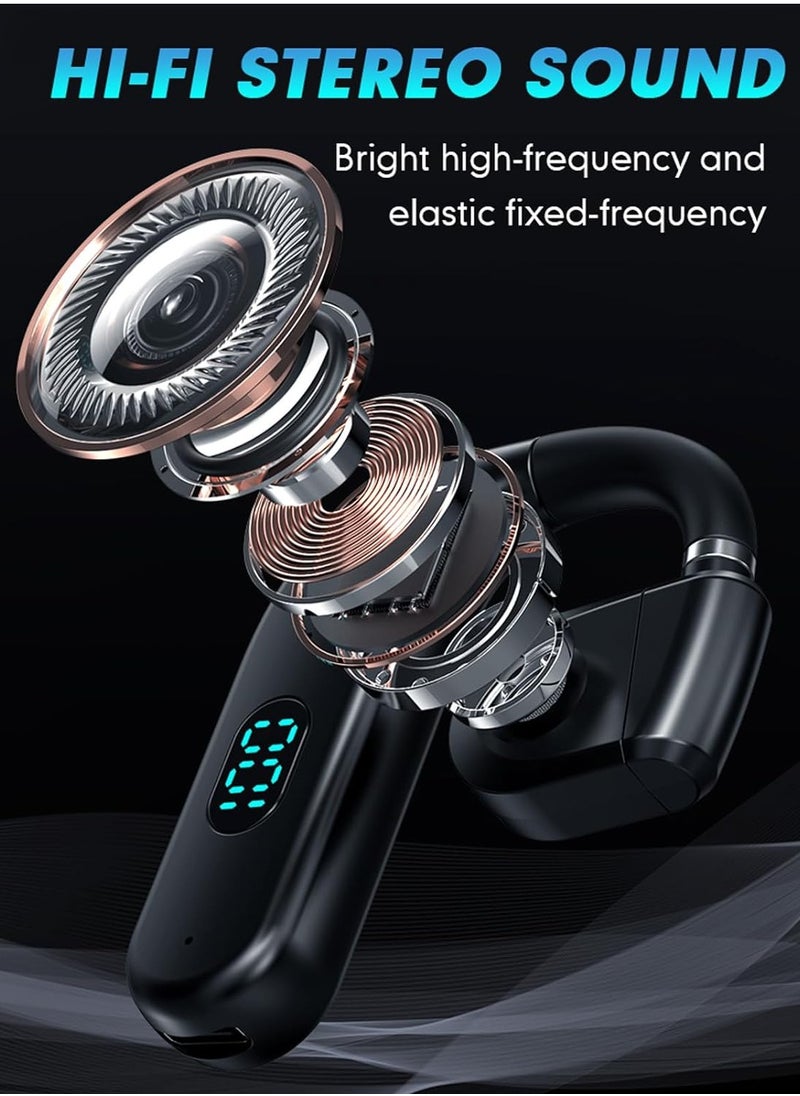 One Ear Headset Open Ear Air-Bone Conduction Headphones Wireless Bluetooth Headset Earpiece with Microphone for Cell Phones 30H Playtime Air-Bone Conducting Ear Piece Earphones for Sports Work