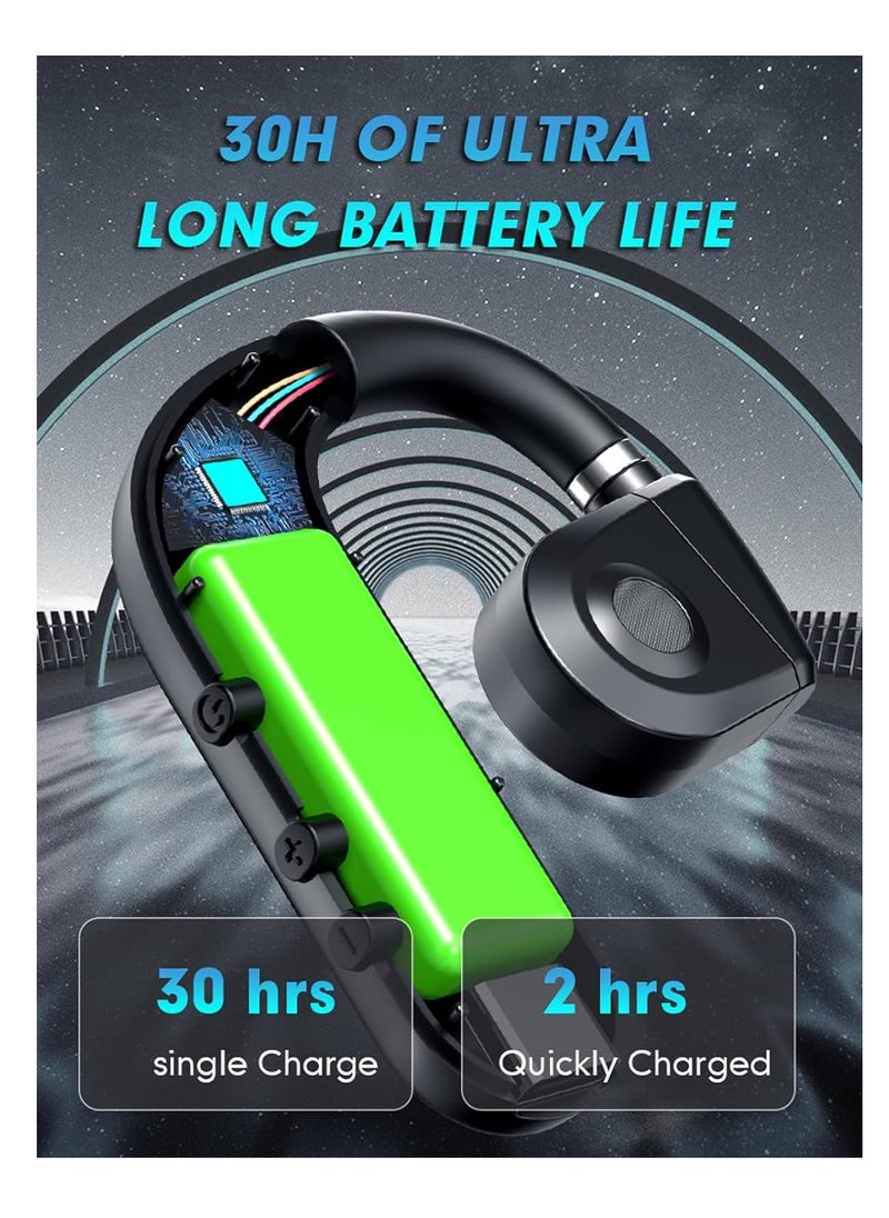 One Ear Headset Open Ear Air-Bone Conduction Headphones Wireless Bluetooth Headset Earpiece with Microphone for Cell Phones 30H Playtime Air-Bone Conducting Ear Piece Earphones for Sports Work