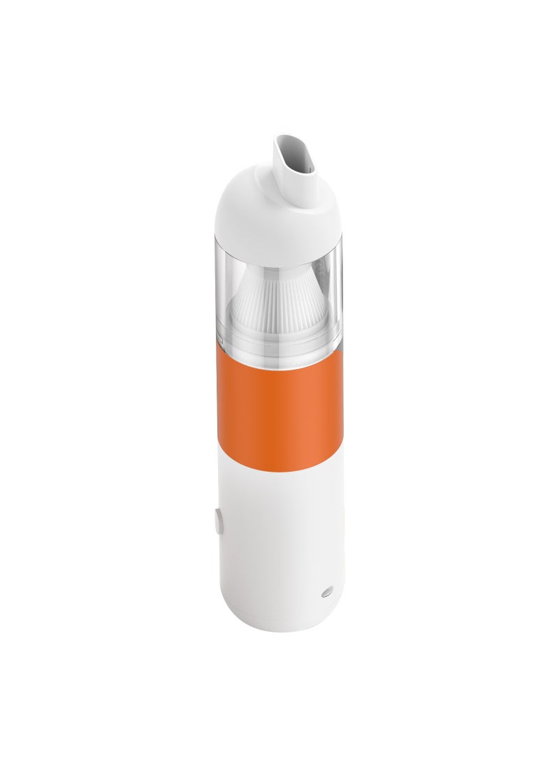 New car vacuum cleaner handheld portable large suction rechargeable household vacuum cleaner small dust collector dust collector White orange