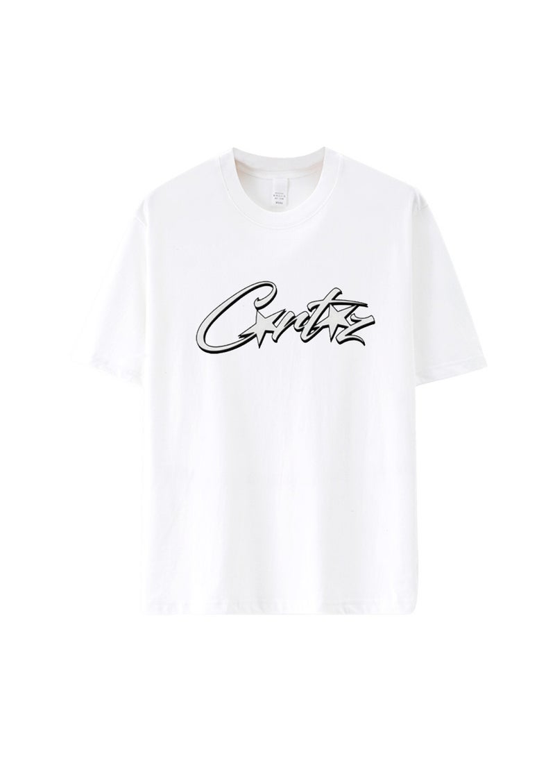 Cortriz Trendy Tees 2023 Summer Cotton Loose Round Neck Couples 1 white cotton