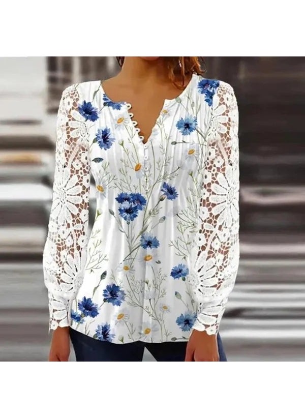 2023 Spring Autumn Lace T-shirt Womens Fashion White