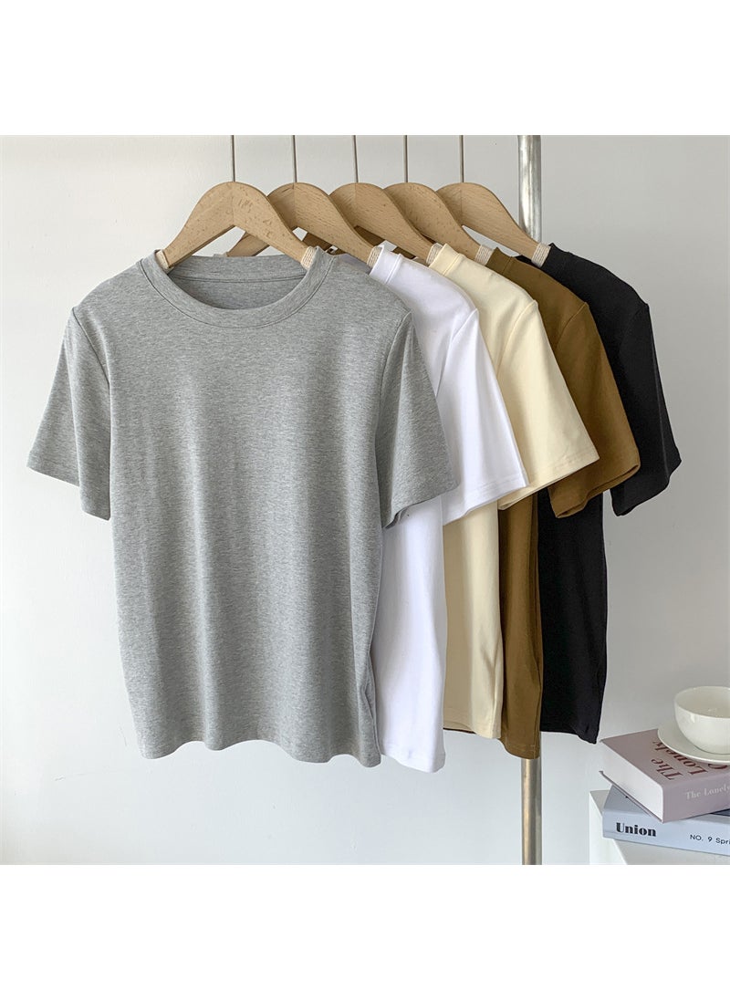 Korean Style Round Neck Top Light gray