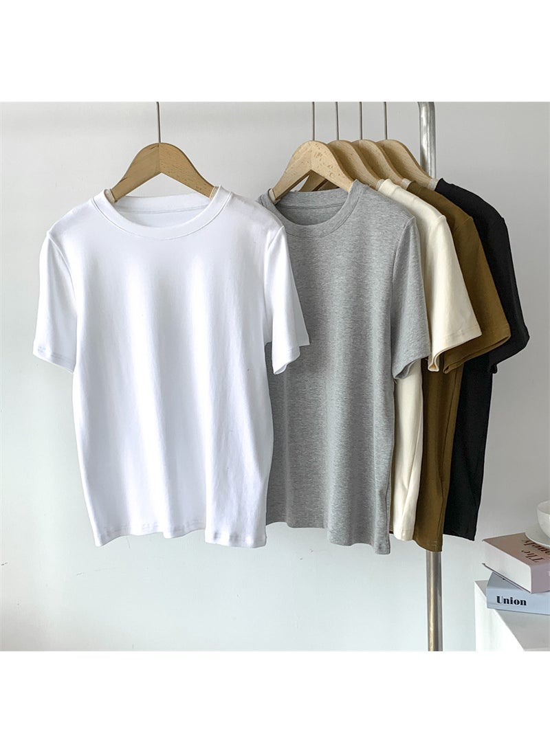 Korean Style Round Neck Top Light gray