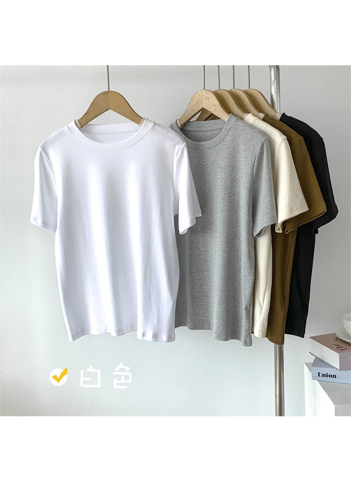 Korean Style Round Neck Top Light gray