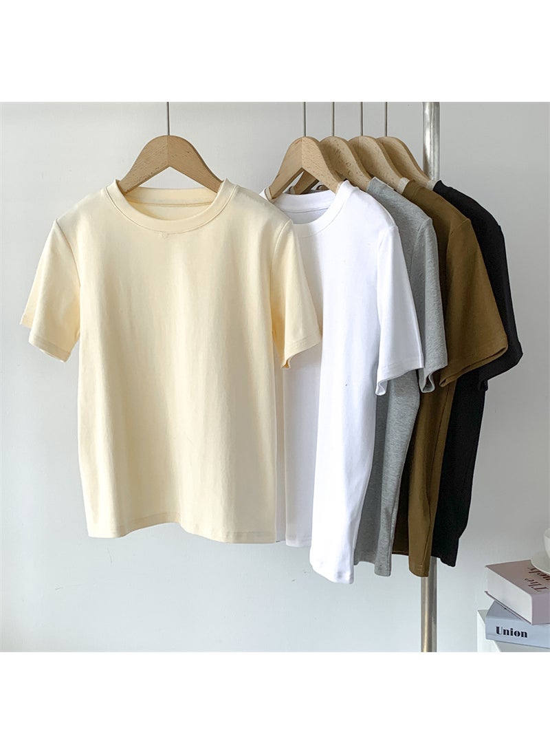 Korean Style Round Neck Top Apricot