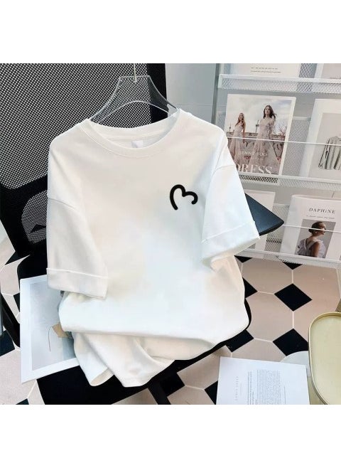 2023 Summer Slim-Fit White Cotton Tee for Women 215 white cotton fabric]