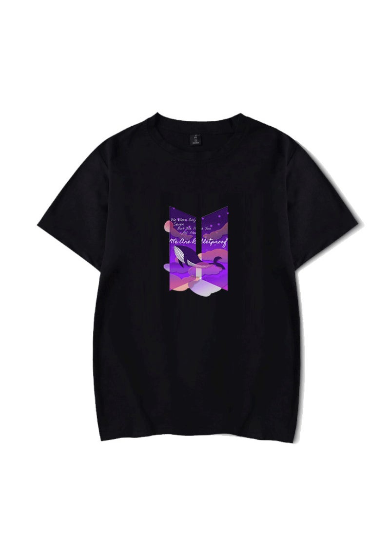 Kpop Bangtan Cotton Graphic Tee 3 Black.