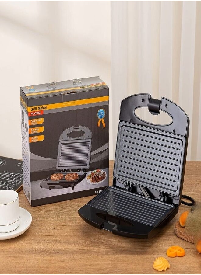 Grill Maker with Non-Stick Plate, Overheat Protection, Power On/Off Indicator, Grill Plate, Sandwich Maker, Panini Maker