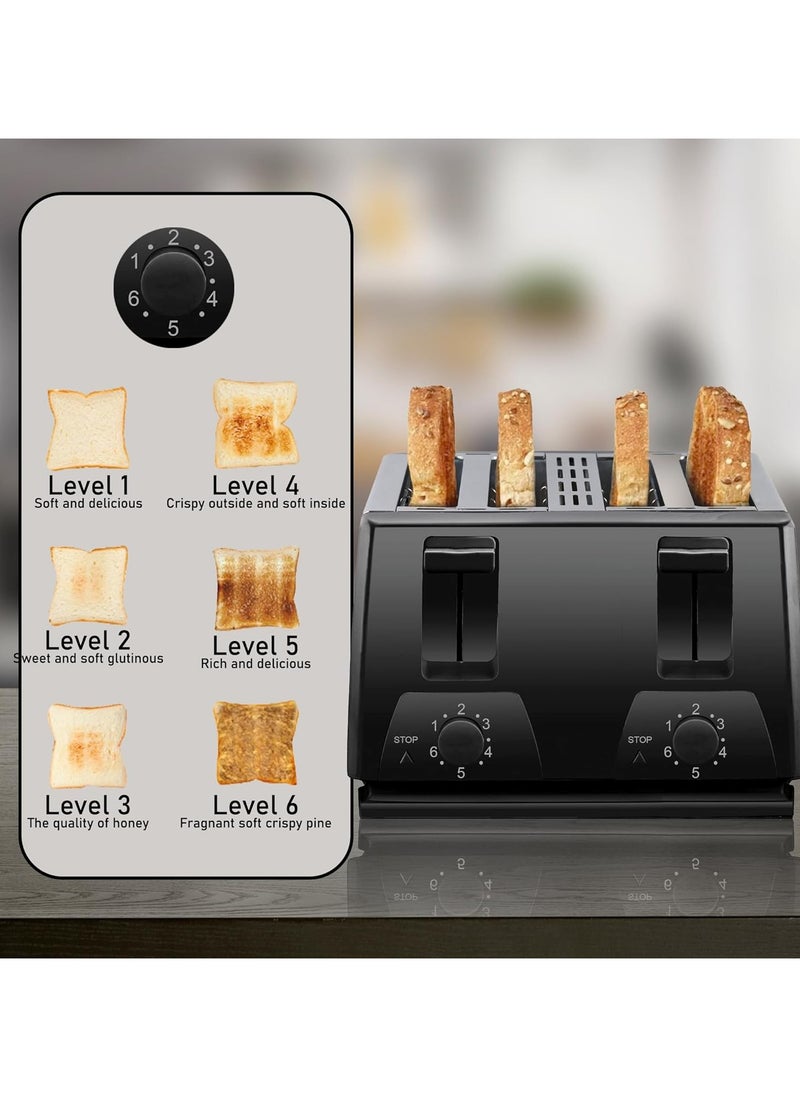 2-Slice, Stainless Steel, Dual-Side Heating, 6 Browning Levels, Defrost, Reheat & Cancel Functions, Wide Slots, Removable Crumb Tray