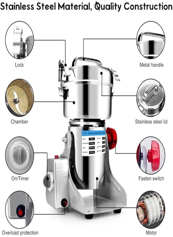 800G Spice Masala Grinder Machine with Fast and Efficient Grinding for Spices, Herbs and Dry Fruits Electric Grain Grinder