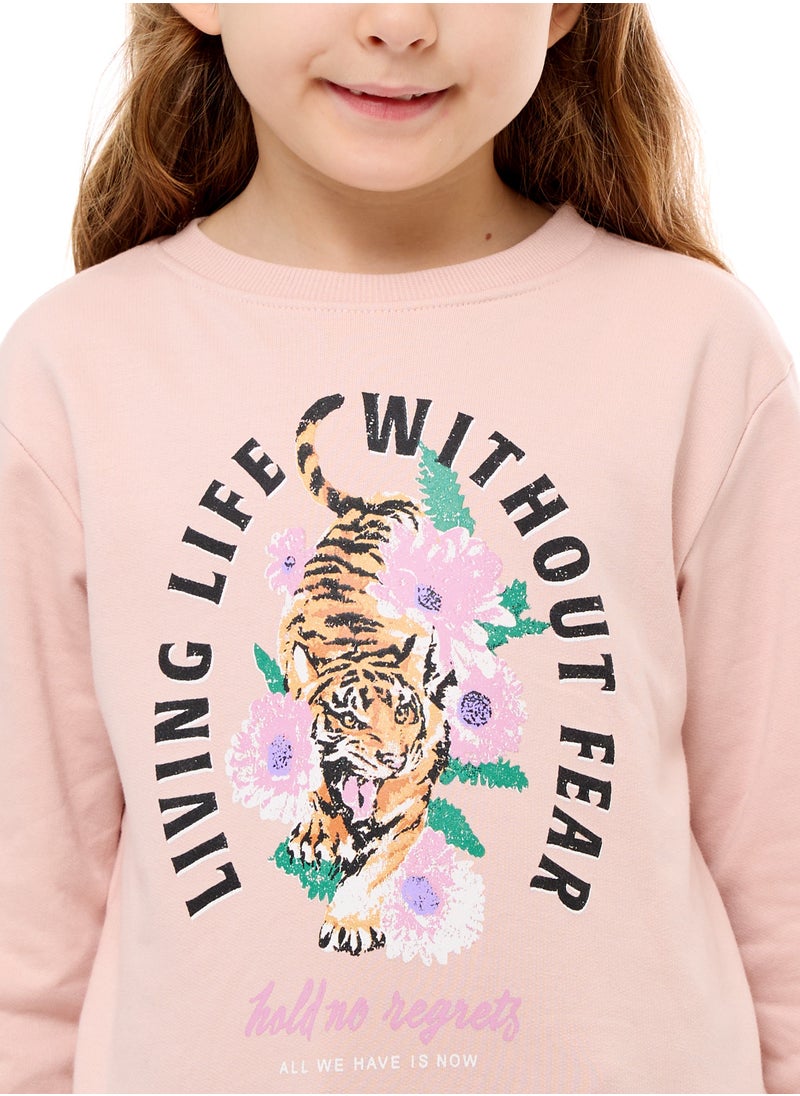 Graphic and Glitter Printed Sweatshirt