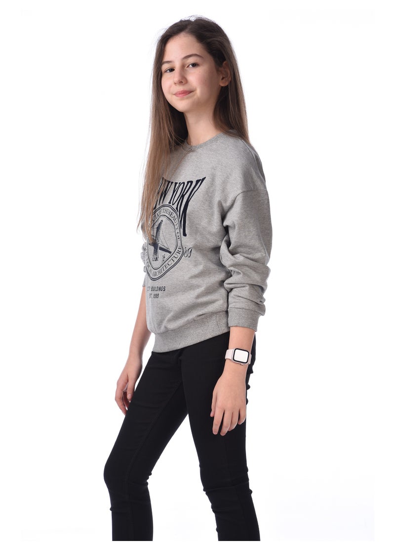 Flock Printed Comfy Fit Sweatshirt