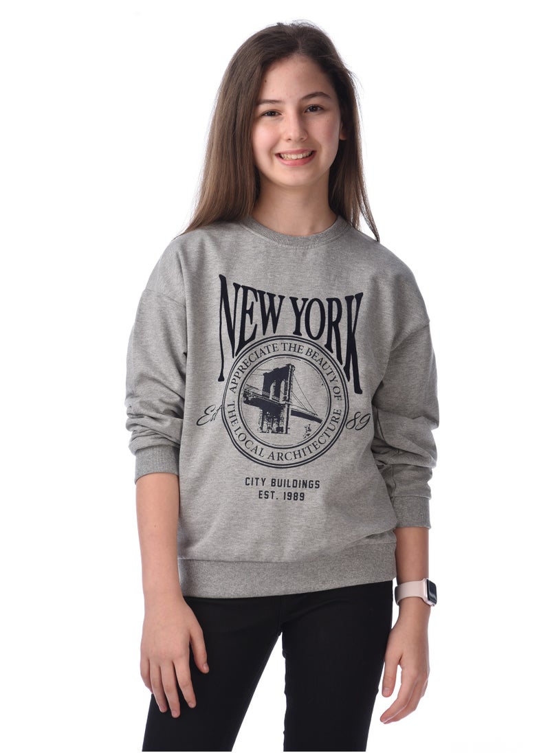 Flock Printed Comfy Fit Sweatshirt