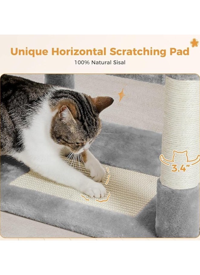 Large Cat Tree, Cat Tower for Large Cats, Cat Condo with Sisal-covered Scratching Posts and Pads, 2 Padded Perch, Dual Condo and Basket for Indoor Cats (Large 184 cm)