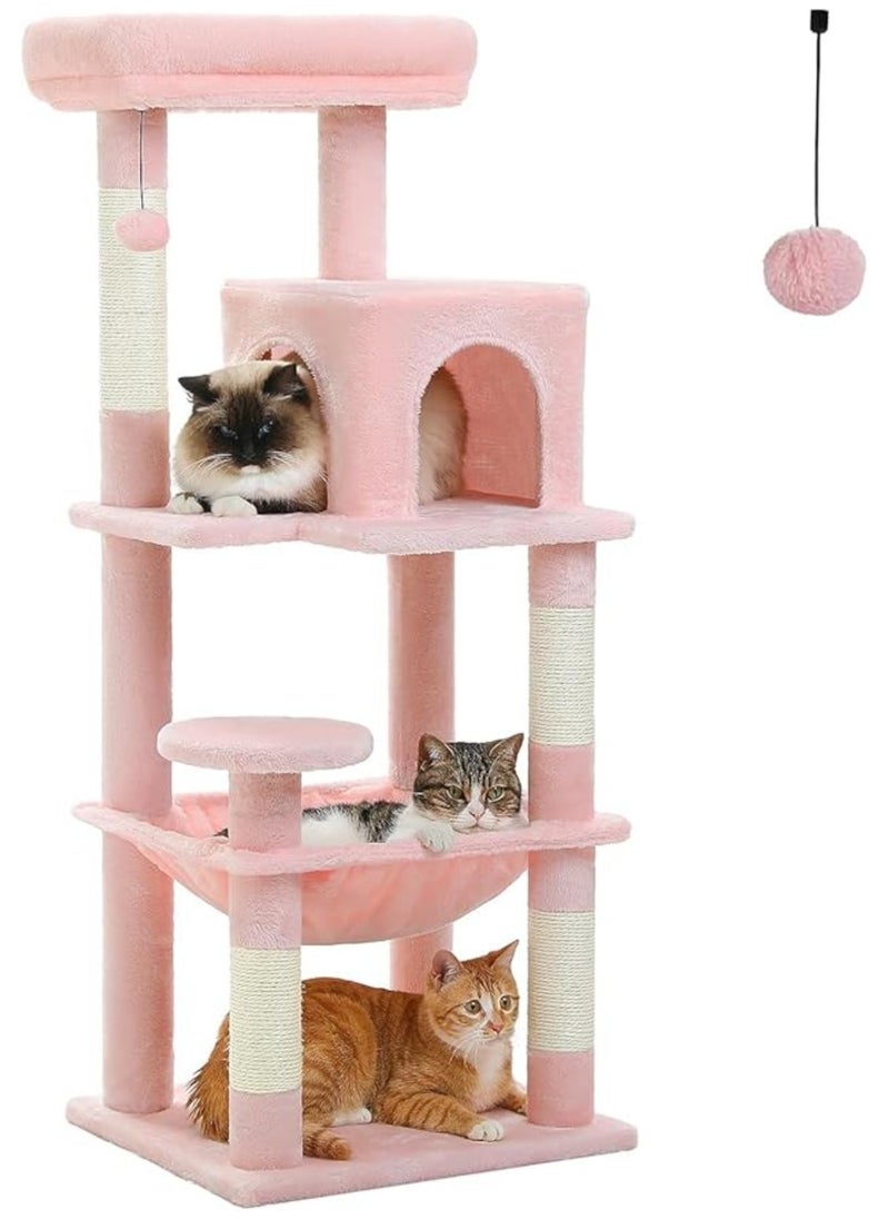 116 cm Tall Cat Tree for Indoor Cats, Multi-Level Cat Tower with Super Large Hammock, Sisal Covered Scratching Posts, Cozy Condo and Top Perch (Medium)