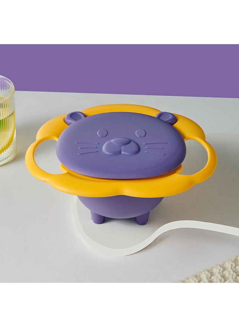 Childrens feeding tableware 360-degree rotation does not fall down eating bowl baby anti-dumping balance bowl baby anti-scalding anti-fallPurple Purple