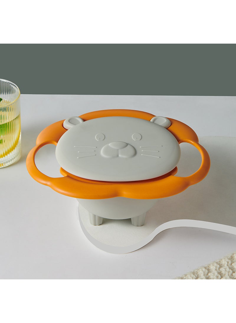 Childrens feeding tableware 360-degree rotation does not fall down eating bowl baby anti-dumping balance bowl baby anti-scalding anti-fallWhite White