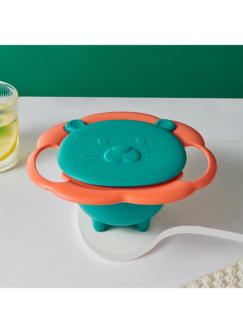 Childrens feeding tableware 360-degree rotation does not fall down eating bowl baby anti-dumping balance bowl baby anti-scalding anti-fallGreen Green