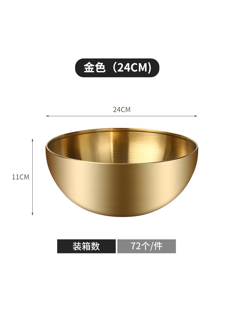 Korean Stainless Steel Salad Bowl LargeHigh-grade sanding Gold [24cm]] High-grade sanding Gold [24cm]]