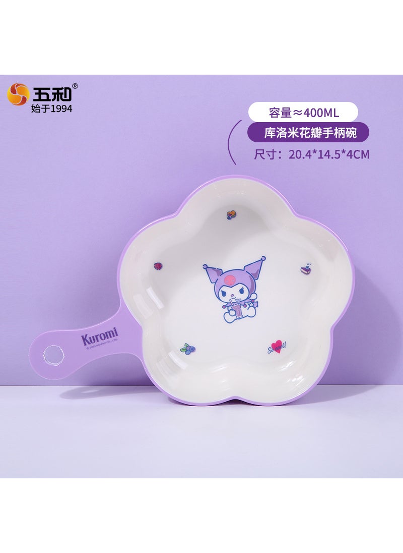 Sanrio high-value childrens tableware baby bowl complementary Bowl dinner plate household maternal and infant products Cup spoon wholesaleTwo-Tone Petal Handle Bowl KRM-SW6300 Two-Tone Petal Handle Bowl KRM-SW6300