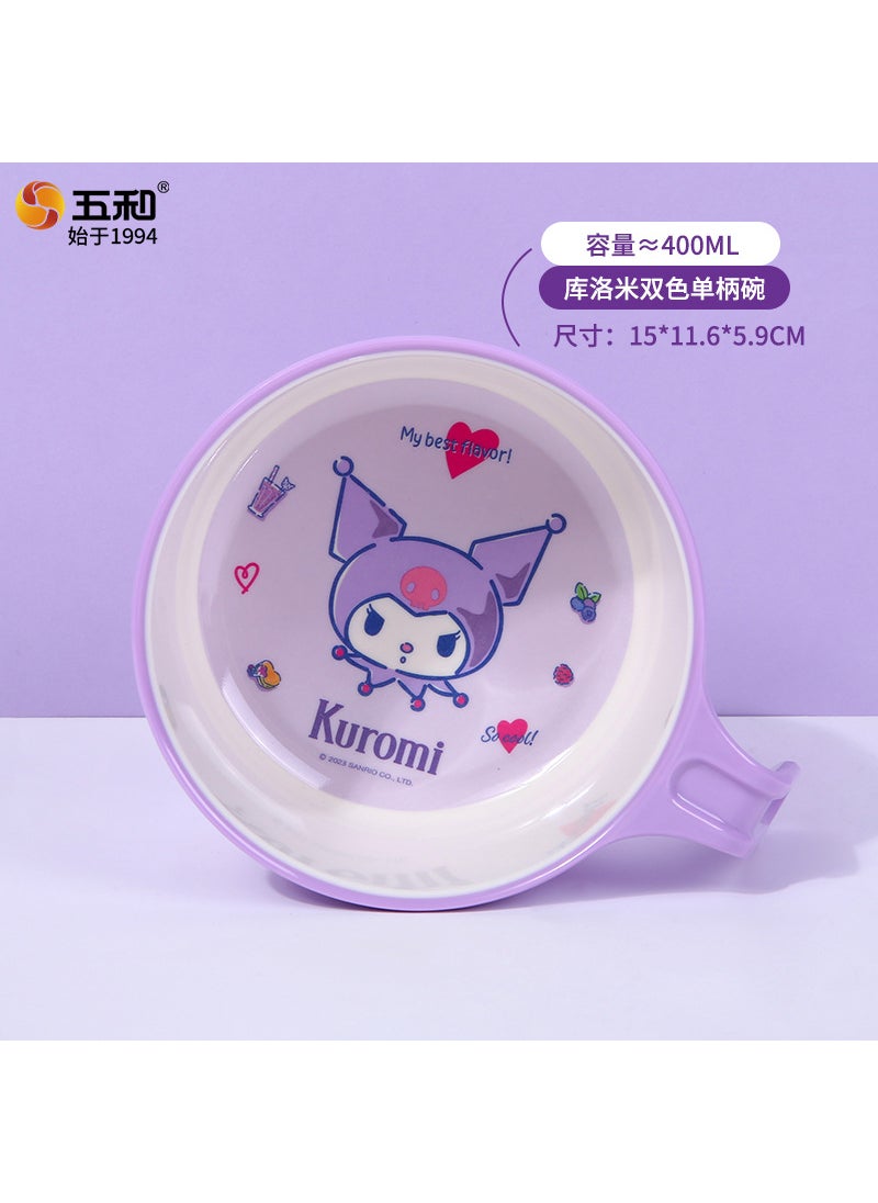 Sanrio high-value childrens tableware baby bowl complementary Bowl dinner plate household maternal and infant products Cup spoon wholesaleTwo-color single handle bowl KRM-S1303 Two-color single handle bowl KRM-S1303