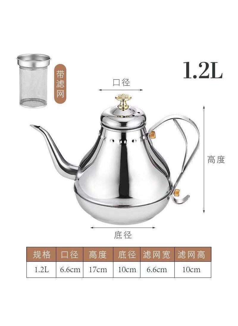 Stainless Steel Teapot Fine Spout with Infuser1.2L Palace pot (natural color) 1.2L Palace pot (natural color)