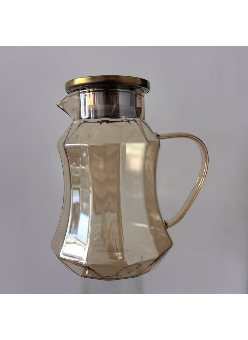 Thickened Glass Teapot High-Temperature ResistantFlat light gourd [amber]] Flat light gourd [amber]]