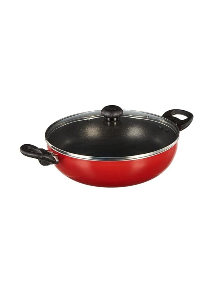 Butterfly Rapid Non Stick 3 Pcs Set | Kadai with Glass Lid | Dosa/Roti Tawa | Fry Pan | Induction Base | PFOA Free | Scratch Resistant | for Cooking Curry, Dal, Rice/Biryani | Red
