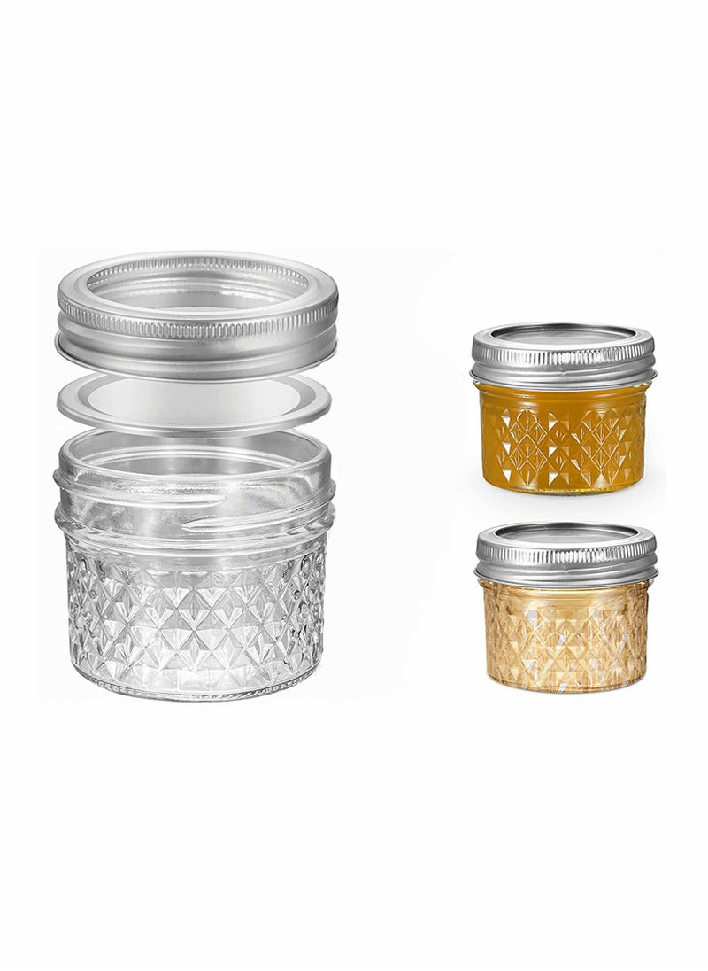 Ma son Jars, Canning Jars Jelly Jars With Lids, Ideal for Jam, Honey, Wedding Favors, Shower Favors, for Canning, Preserving, Meal Prep 4, Diamond, 2, Ma son Jars