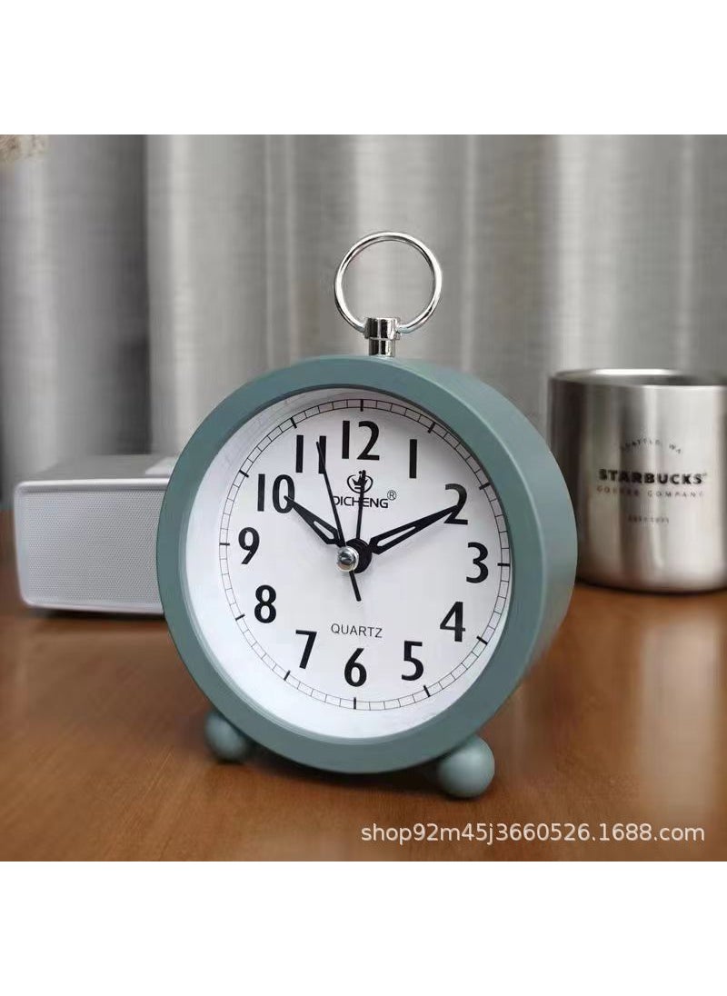 Alarm Clock Retro Clock Metal 5-inch Desktop Mute Bedside Fashion Clock Living Room Bedroom European-style Simple Desk Clock004 round green/plastic/3 inch 004 round green/plastic/3 inch